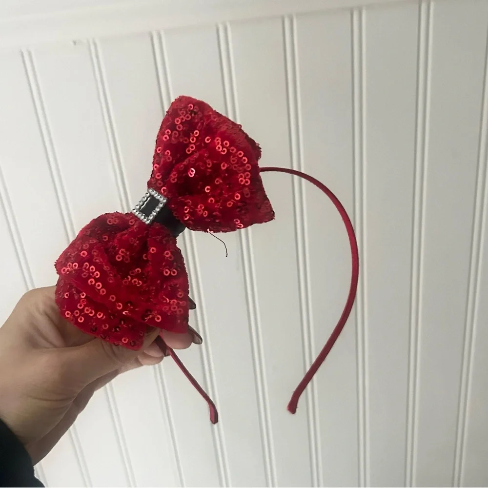 Claire's Sparkling Red Sequin Bow Christmas Headband